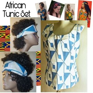 African (Ghana) fabric slvlss Tunic & Headband set